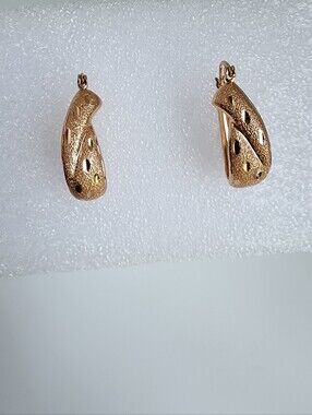 Rose Gold Plated Textured Oval Hoop Earrings Statement Luxury Chic